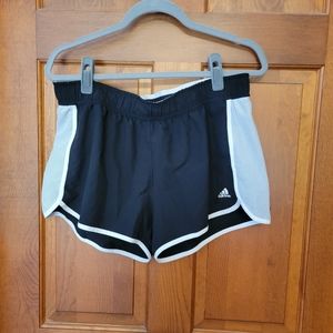 Adidas black and white running shorts Large